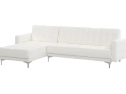 Right Hand Faux Leather Corner Sofa White Aberdeen