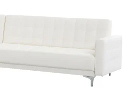Right Hand Faux Leather Corner Sofa White Aberdeen