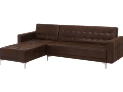 Right Hand Faux Leather Corner Sofa Brown Aberdeen