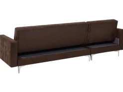 Right Hand Faux Leather Corner Sofa Brown Aberdeen