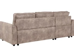 Right Hand Faux Leather Corner Sofa Bed With Storage Brown Nesna