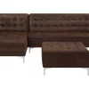 Right Hand Faux Leather Corner Sofa With Ottoman Brown Aberdeen