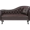 Right Hand Faux Leather Chaise Lounge Brown Lattes