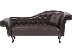 Right Hand Faux Leather Chaise Lounge Brown Lattes