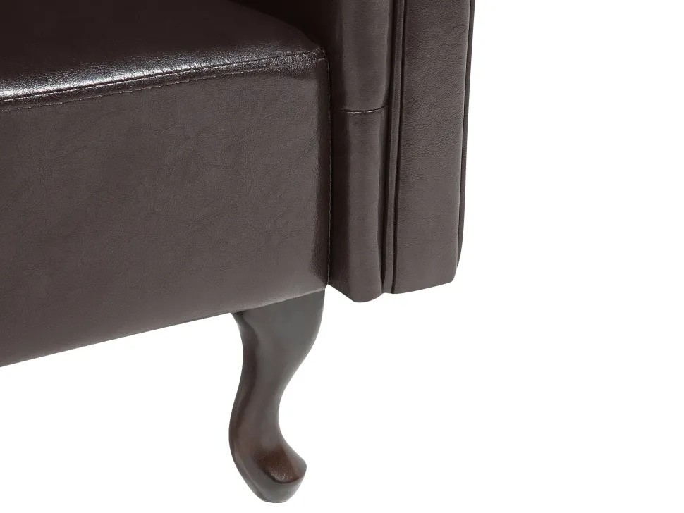 Right Hand Faux Leather Chaise Lounge Brown Lattes