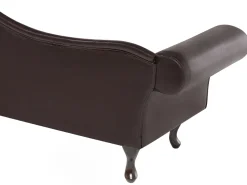 Right Hand Faux Leather Chaise Lounge Brown Lattes