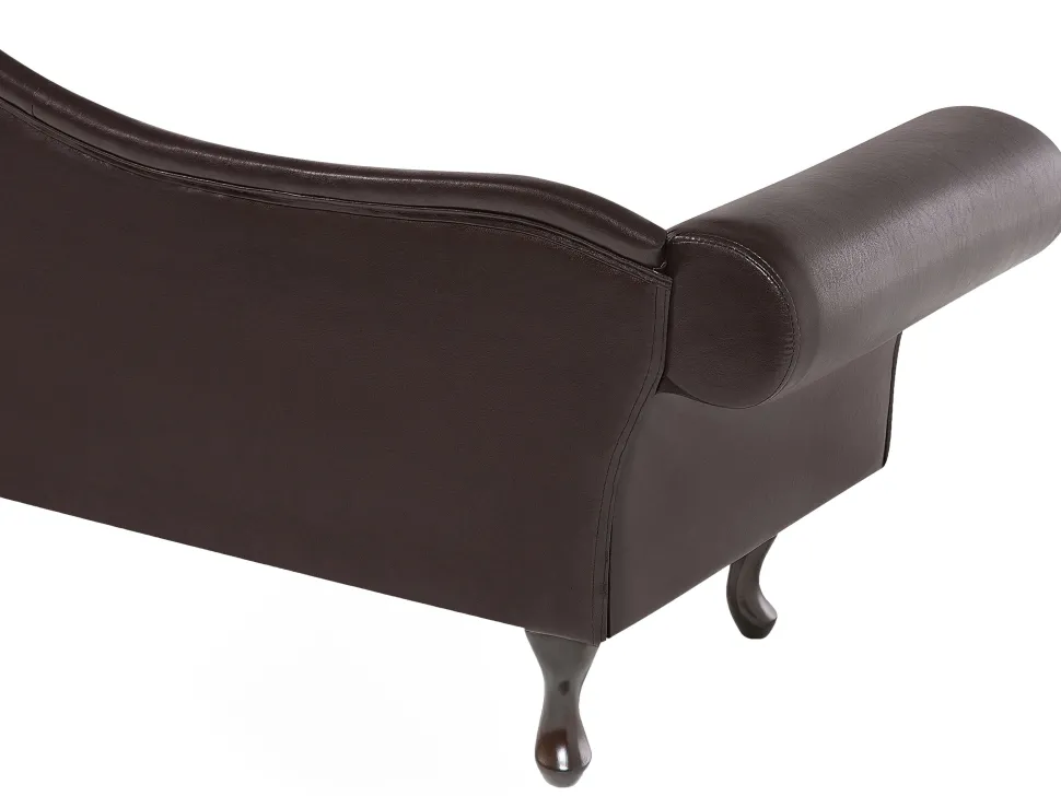 Right Hand Faux Leather Chaise Lounge Brown Lattes