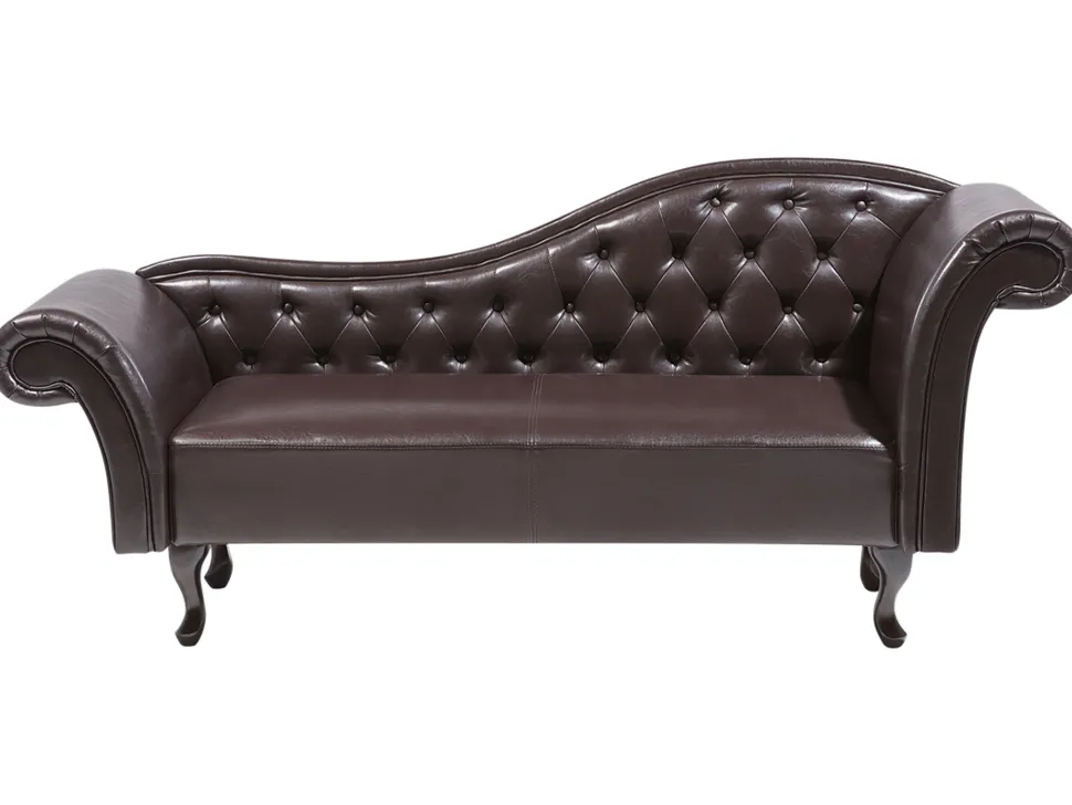 Right Hand Faux Leather Chaise Lounge Brown Lattes