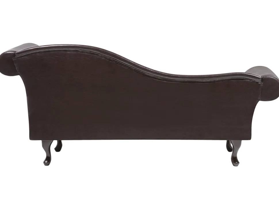 Right Hand Faux Leather Chaise Lounge Brown Lattes