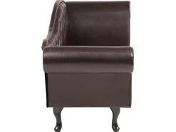 Right Hand Faux Leather Chaise Lounge Brown Lattes