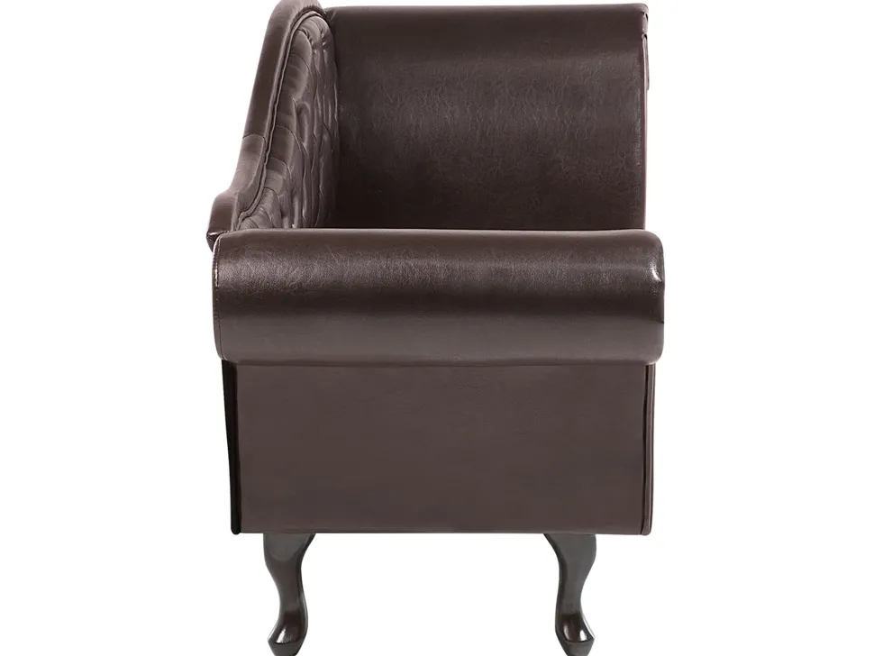 Right Hand Faux Leather Chaise Lounge Brown Lattes