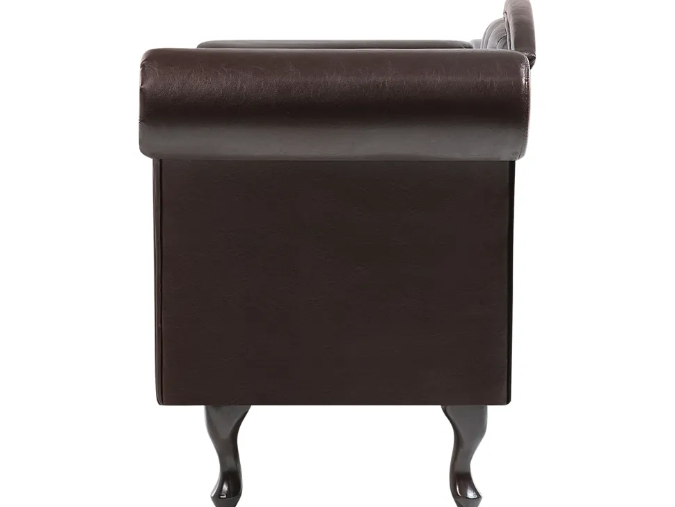 Right Hand Faux Leather Chaise Lounge Brown Lattes