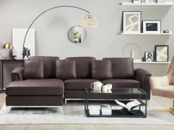 Right Hand Leather Corner Sofa Brown Oslo
