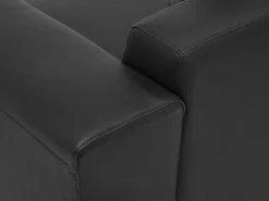 Right Hand Leather Corner Sofa Black Lungo