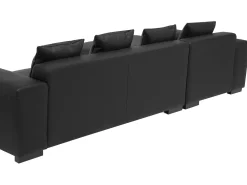 Right Hand Leather Corner Sofa Black Lungo