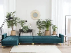 Right Hand Modular Fabric Sofa Teal Aberdeen