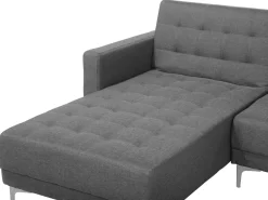 Right Hand Modular Fabric Sofa With Ottoman Grey Aberdeen