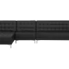 Right Hand Modular Faux Leather Sofa Black Aberdeen