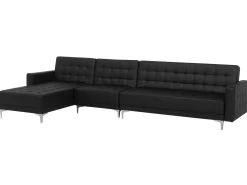 Right Hand Modular Faux Leather Sofa Black Aberdeen