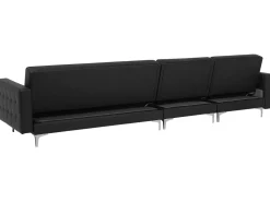 Right Hand Modular Faux Leather Sofa Black Aberdeen