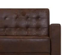 Right Hand Modular Faux Leather Sofa Brown Aberdeen