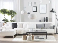 Right Hand Modular Faux Leather Sofa White Aberdeen