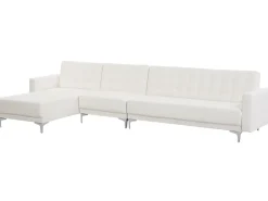 Right Hand Modular Faux Leather Sofa White Aberdeen