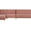 Right Hand Modular Velvet Sofa Pink Aberdeen