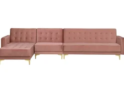 Right Hand Modular Velvet Sofa Pink Aberdeen