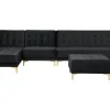 Right Hand Modular Velvet Sofa With Ottoman Black Aberdeen
