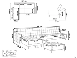 Right Hand Modular Velvet Sofa With Ottoman Black Aberdeen