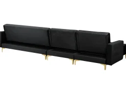 Right Hand Modular Velvet Sofa With Ottoman Black Aberdeen