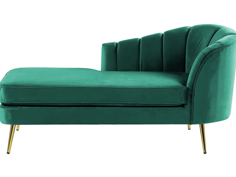 Right Hand Velvet Chaise Lounge Emerald Green Allier