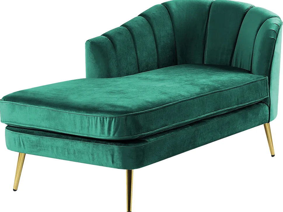 Right Hand Velvet Chaise Lounge Emerald Green Allier