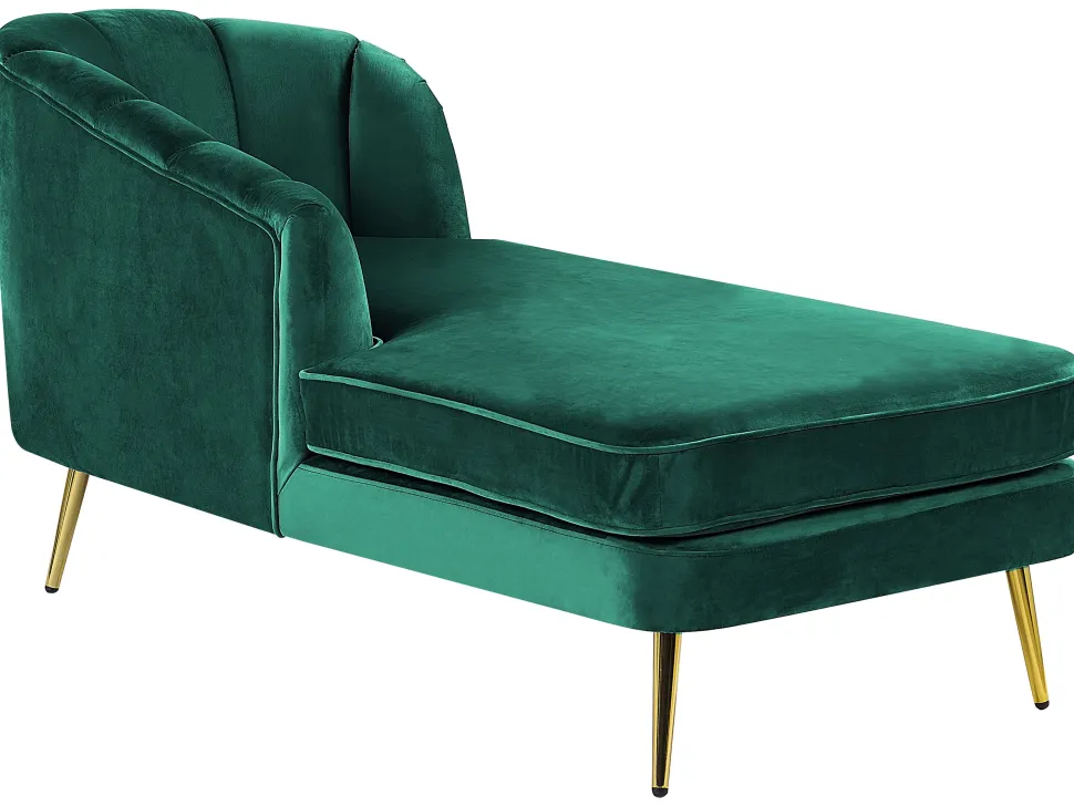 Right Hand Velvet Chaise Lounge Emerald Green Allier