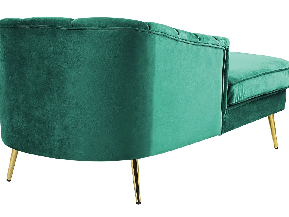 Right Hand Velvet Chaise Lounge Emerald Green Allier