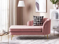 Right Hand Velvet Chaise Lounge Pink Allier