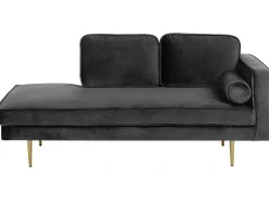 Right Hand Velvet Chaise Lounge Black Miramas