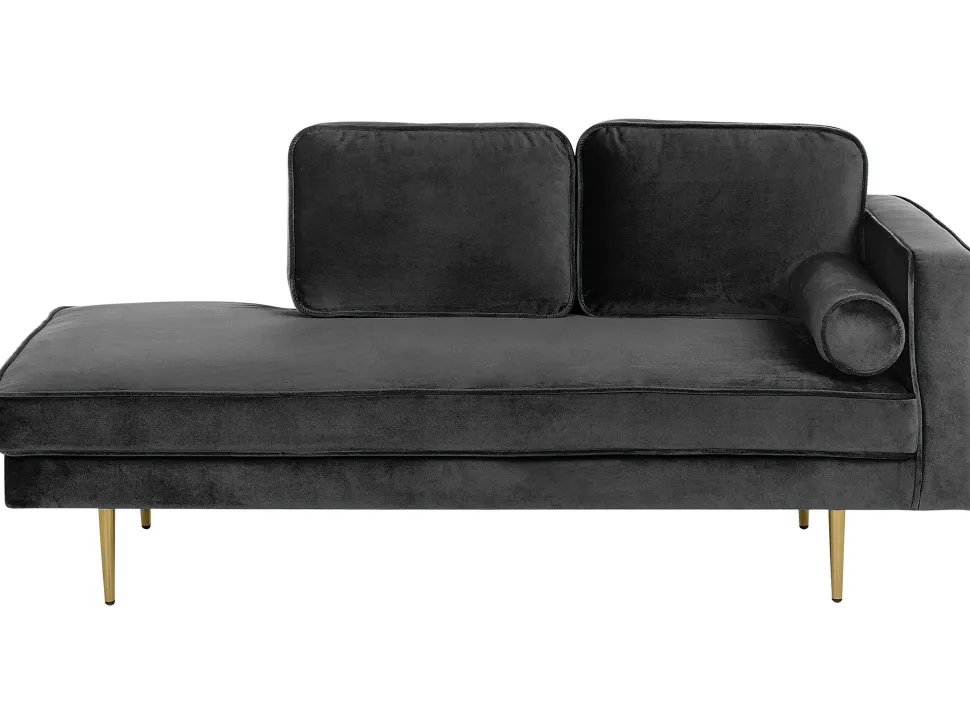 Right Hand Velvet Chaise Lounge Black Miramas