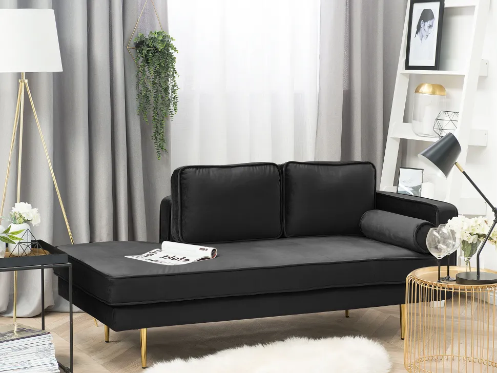 Right Hand Velvet Chaise Lounge Black Miramas