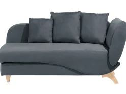 Right Hand Velvet Chaise Lounge With Storage Dark Grey Meri