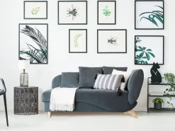 Right Hand Velvet Chaise Lounge With Storage Dark Grey Meri