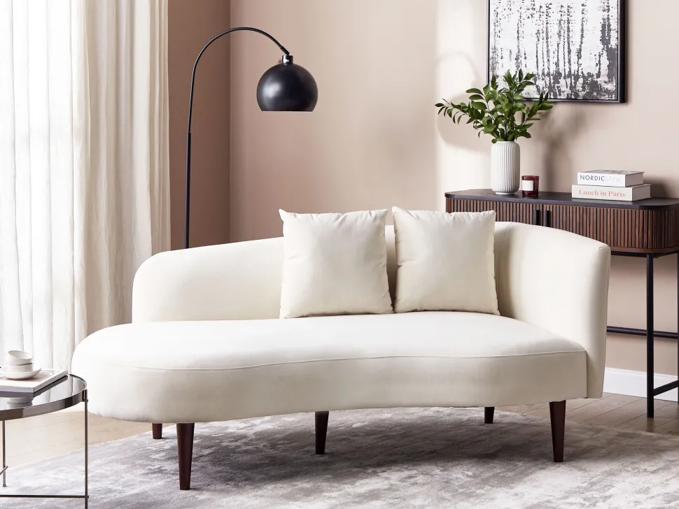 Right Hand Velvet Chaise Lounge Cream Chaumont