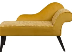 Right Hand Velvet Chaise Lounge Yellow Biarritz