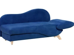 Right Hand Velvet Chaise Lounge With Storage Blue Meri