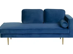 Right Hand Velvet Chaise Lounge Navy Blue Miramas