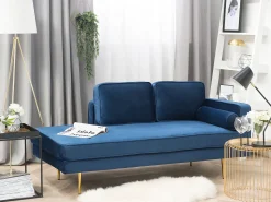 Right Hand Velvet Chaise Lounge Navy Blue Miramas