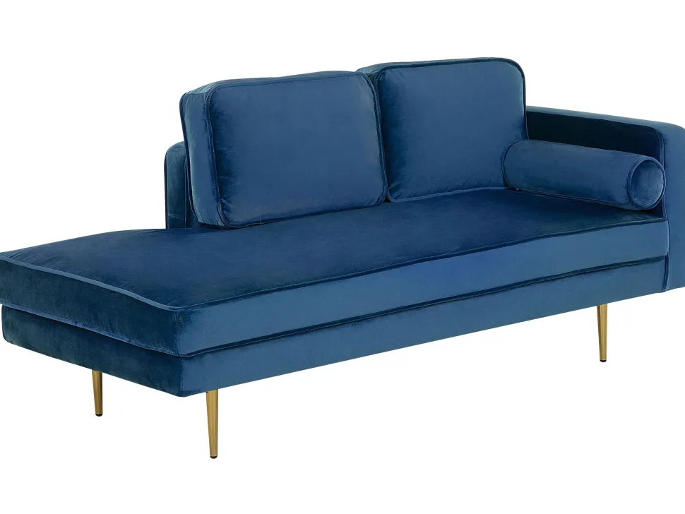 Right Hand Velvet Chaise Lounge Navy Blue Miramas