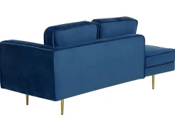 Right Hand Velvet Chaise Lounge Navy Blue Miramas