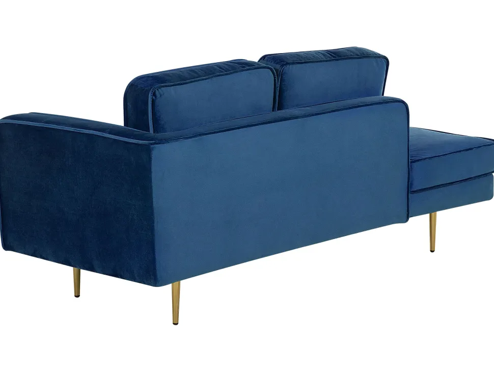 Right Hand Velvet Chaise Lounge Navy Blue Miramas
